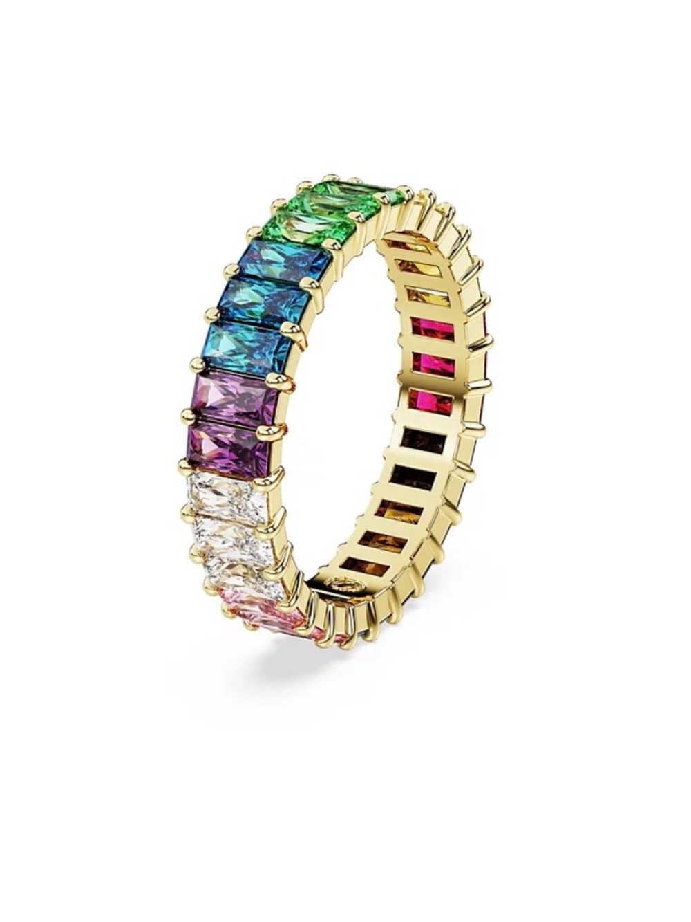 Swarovski Multicolored Baguette Cut Gold-Tone Plated Matrix Ring size 6.5 - Picture 5 of 16
